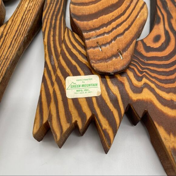 Vintage Hand crafted Wooden Owl Wall Decor, Set of 3. Made in Montana - Picture 6 of 14